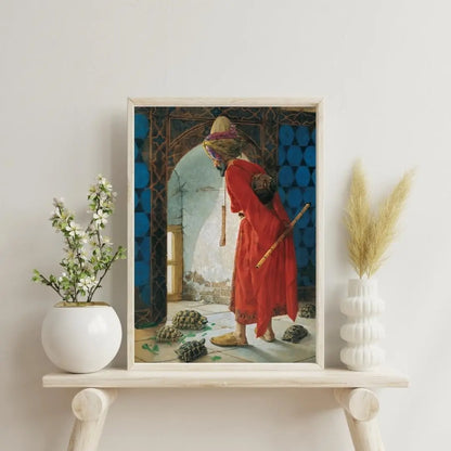 Sticker Master Kaplumbağa Terbiyecisi Çerçeveli Poster Tablo | Osman Hamdi Bey'in Başyapıtıyla Sanat