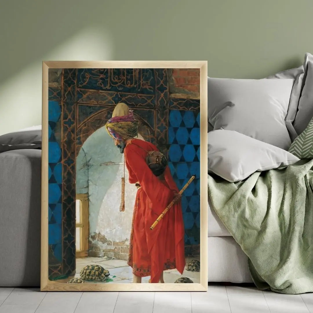 Sticker Master Kaplumbağa Terbiyecisi Çerçeveli Poster Tablo | Osman Hamdi Bey'in Başyapıtıyla Sanat