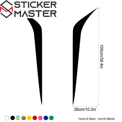Kaput Şerit Sticker Seti | Universal Yarış Çizgileri Oto Decal (2 Adet)