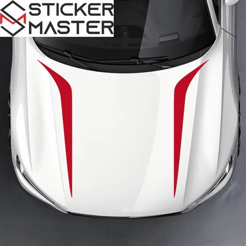 Kaput Şerit Sticker Seti | Universal Yarış Çizgileri Oto Decal (2 Adet)