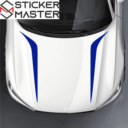 2pcs High-Gloss Blue & Black Vinyl Car Decals - Universal Fit, Self-Adhesive, Durable Striped Body Stickers for DIY Auto Styling - Perfect for Hood, Bumper, or Window Decoration, Automotive Decals Sticker Master