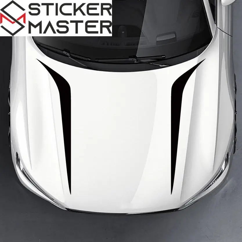 2pcs High-Gloss Blue & Black Vinyl Car Decals - Universal Fit, Self-Adhesive, Durable Striped Body Stickers for DIY Auto Styling - Perfect for Hood, Bumper, or Window Decoration, Automotive Decals Sticker Master