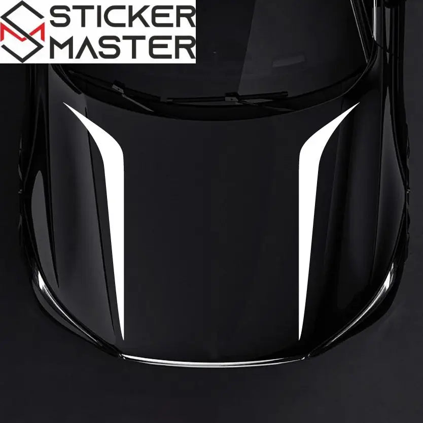 2pcs High-Gloss Blue & Black Vinyl Car Decals - Universal Fit, Self-Adhesive, Durable Striped Body Stickers for DIY Auto Styling - Perfect for Hood, Bumper, or Window Decoration, Automotive Decals Sticker Master