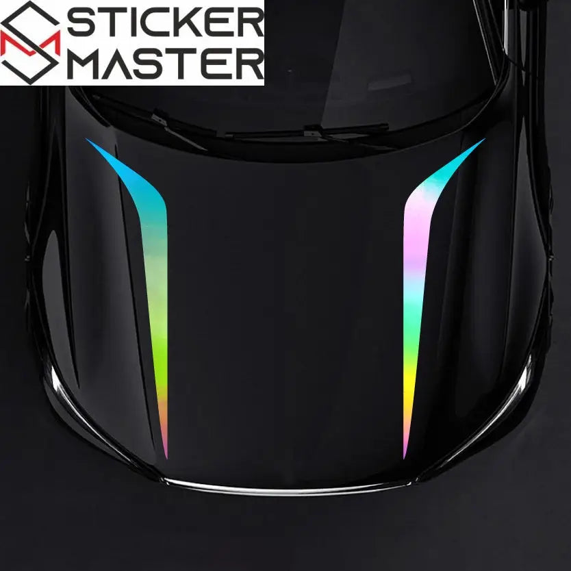 2pcs High-Gloss Blue & Black Vinyl Car Decals - Universal Fit, Self-Adhesive, Durable Striped Body Stickers for DIY Auto Styling - Perfect for Hood, Bumper, or Window Decoration, Automotive Decals Sticker Master