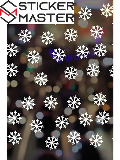 Sticker Master 40 Adet Beyaz Kar Tanesi Cam Kış Sticker - Yılbaşı Sticker- Yılbaşı Dekoru Etiket Çık