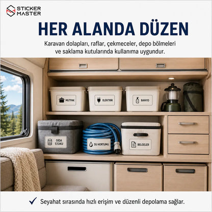 Karavan Depolama Duzenleme Etiket Seti 24 Parca