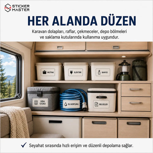 Karavan Depolama Duzenleme Etiket Seti 24 Parca