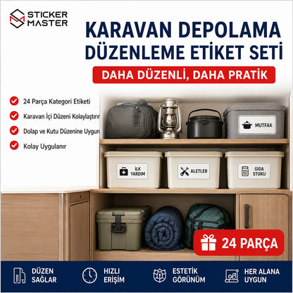 Karavan Depolama Duzenleme Etiket Seti 24 Parca ads
