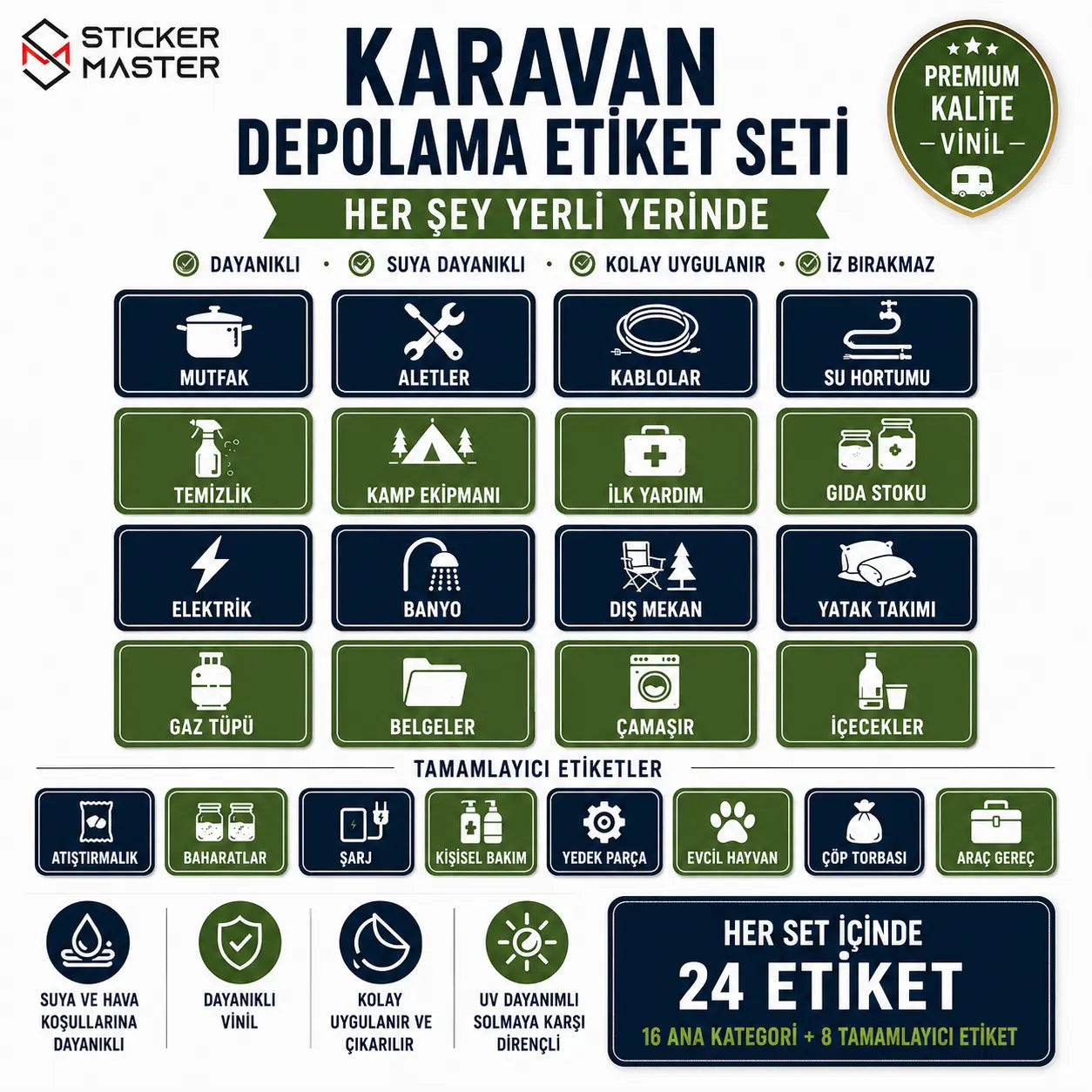 Karavan Depolama Etiket Seti - 24 Parça | Sticker Master