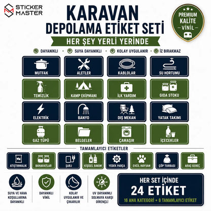 Karavan Depolama Etiket Seti - 24 Parça | Sticker Master