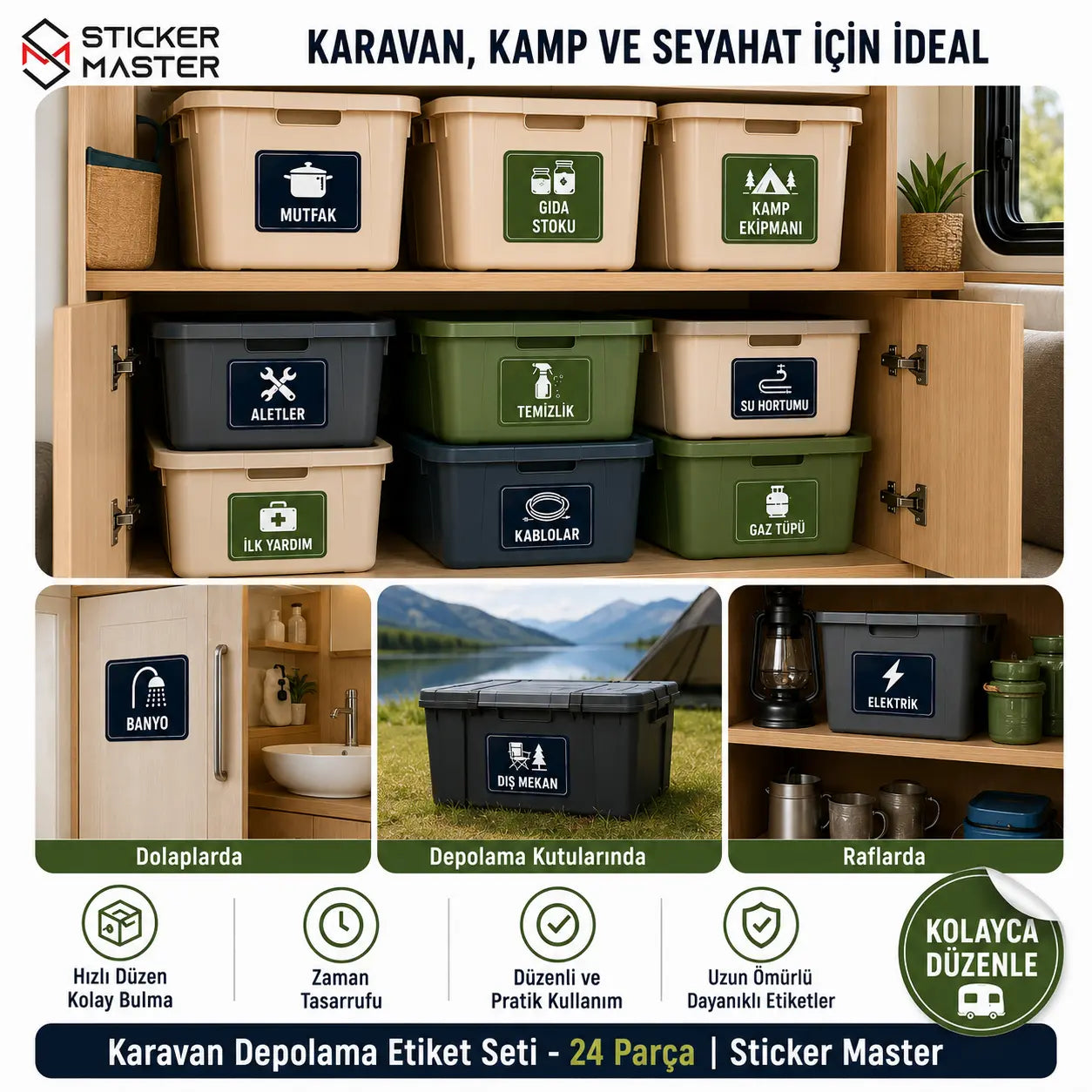 Karavan Depolama Etiket Seti - 24 Parça | Sticker Master detaylar