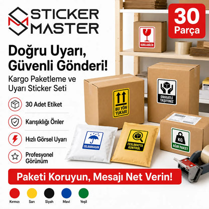 Kargo Paketleme ve Uyari Sticker Seti 30 Parca ads