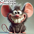 Karikatür Fare Sticker - Neşeli Gülümseme Tasarımı | Sticker Master