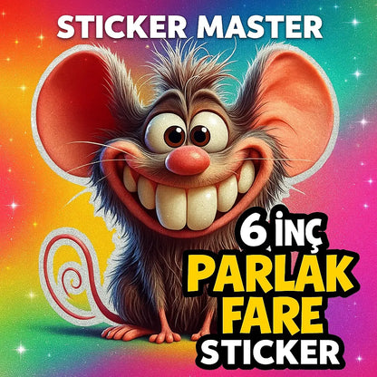 Sticker Master Karikatür Fare Sticker - 6 inç - 15 Cm | Laptop, Araç, Cam, Kupa ve Yüzeyler İçin - Sticker Master