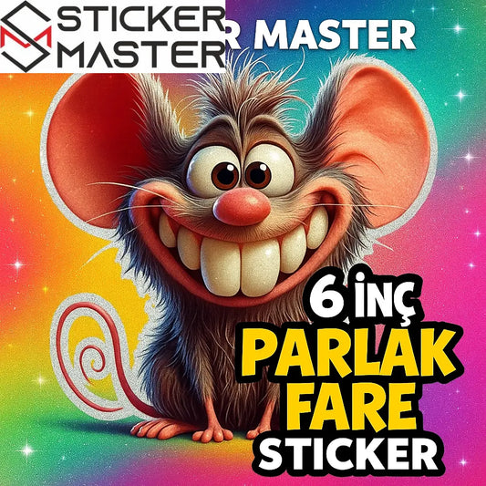 Sticker Master Karikatür Fare Sticker - 6 inç - 15 Cm | Laptop, Araç, Cam, Kupa ve Yüzeyler İçin - Sticker Master