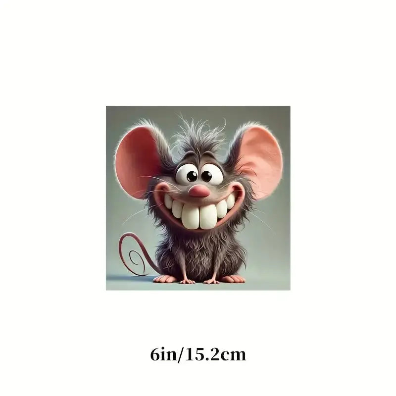 Sticker Master Karikatür Fare Sticker - 6 inç - 15 Cm | Laptop, Araç, Cam, Kupa ve Yüzeyler İçin - Sticker Master
