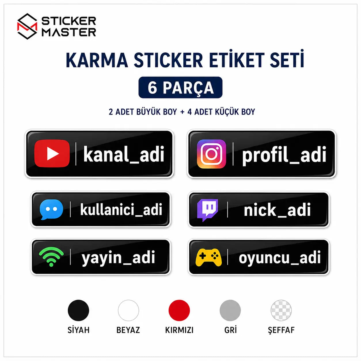 Karma Sosyal Medya Sticker Etiket Seti 6 Parca
