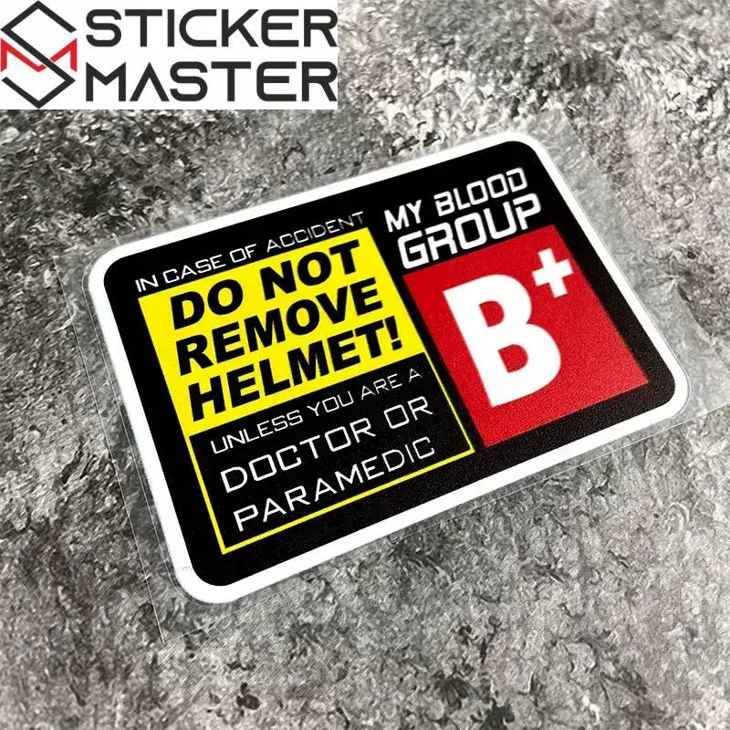 Helmet Compatible Blood Type Sticker | Safe