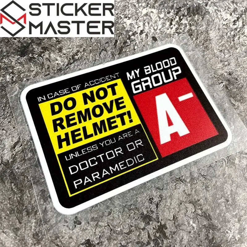 Helmet Compatible Blood Type Sticker | Safe