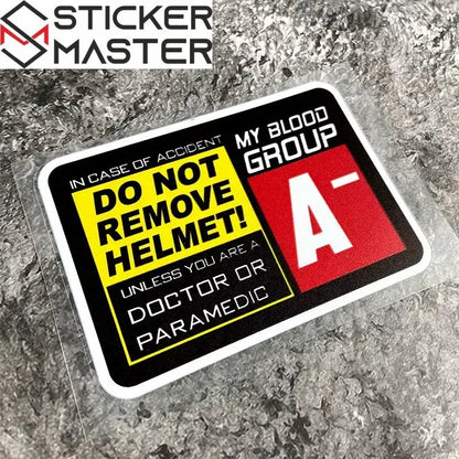 Helmet Compatible Blood Type Sticker | Safe