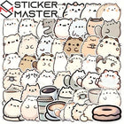 Kawaii Kedi Sticker Seti Kahve Temalı (50'li) | Sticker Master