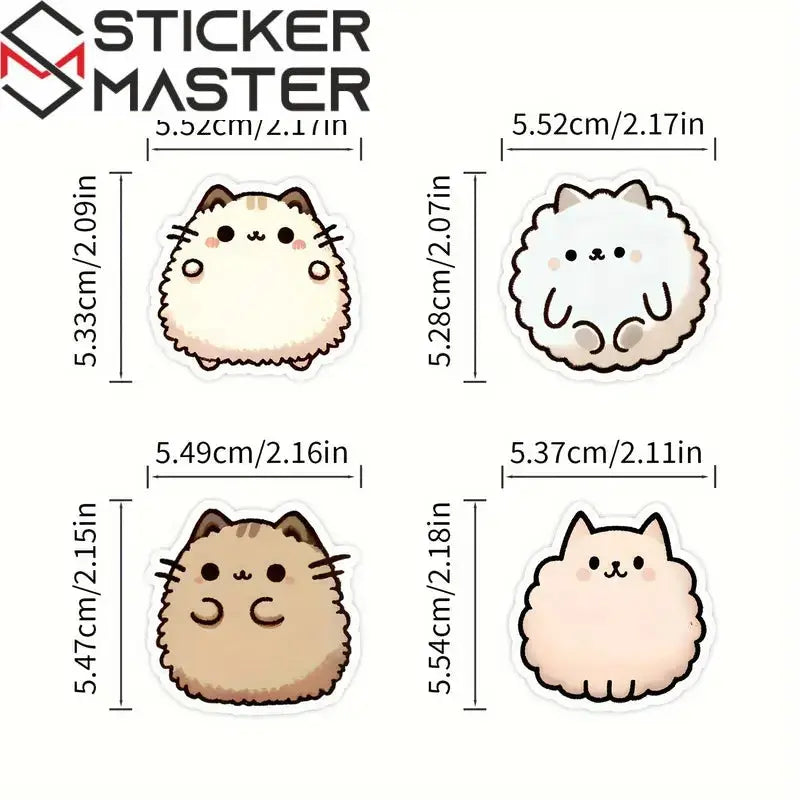 Sticker Master 50’li Kawaii Kedi & Kahve Sticker Seti Planlayıcılar, Laptoplar, Su Şişeleri ve DIY Defterler İçin Sevimli Çıkartmalar - Sticker Master