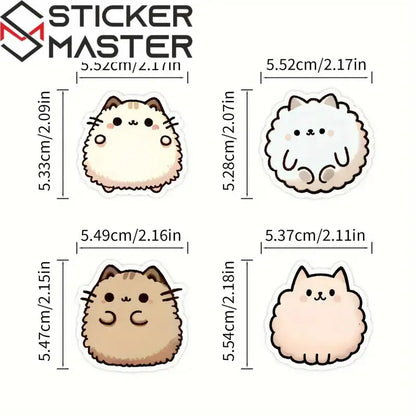 Sticker Master 50’li Kawaii Kedi & Kahve Sticker Seti Planlayıcılar, Laptoplar, Su Şişeleri ve DIY Defterler İçin Sevimli Çıkartmalar - Sticker Master