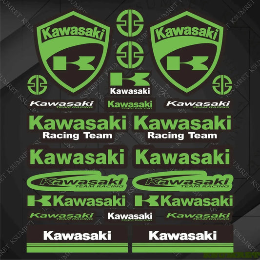 Kawasaki Logo Sticker Seti | Racing Team ve K-Shield Full Kit (27x30cm) Sticker Master