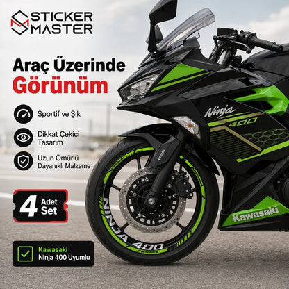 Kawasaki Ninja 400 Uyumlu Jant Sticker Seti - 4 Adet arac
