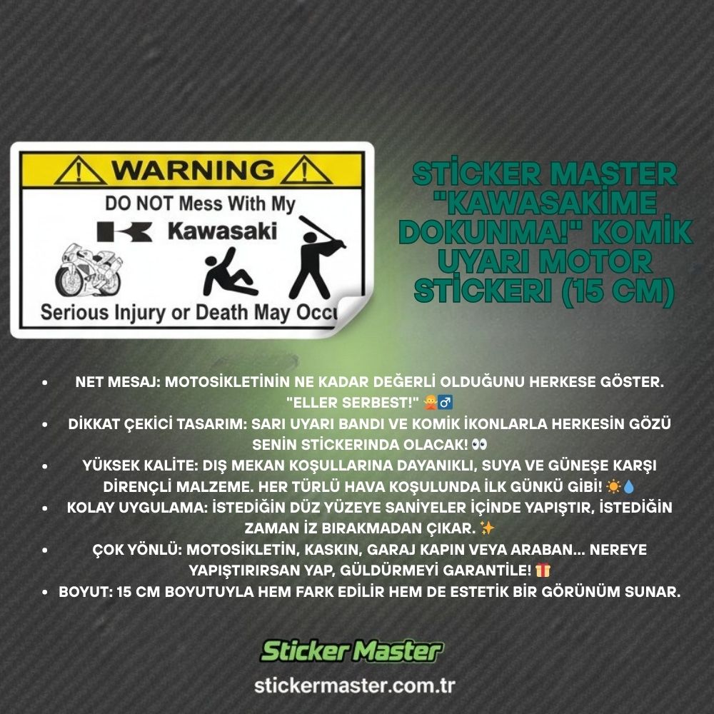 Sticker Master Kawasakime Dokunma Motor Sticker Etiket Çıkartma 15 Cm