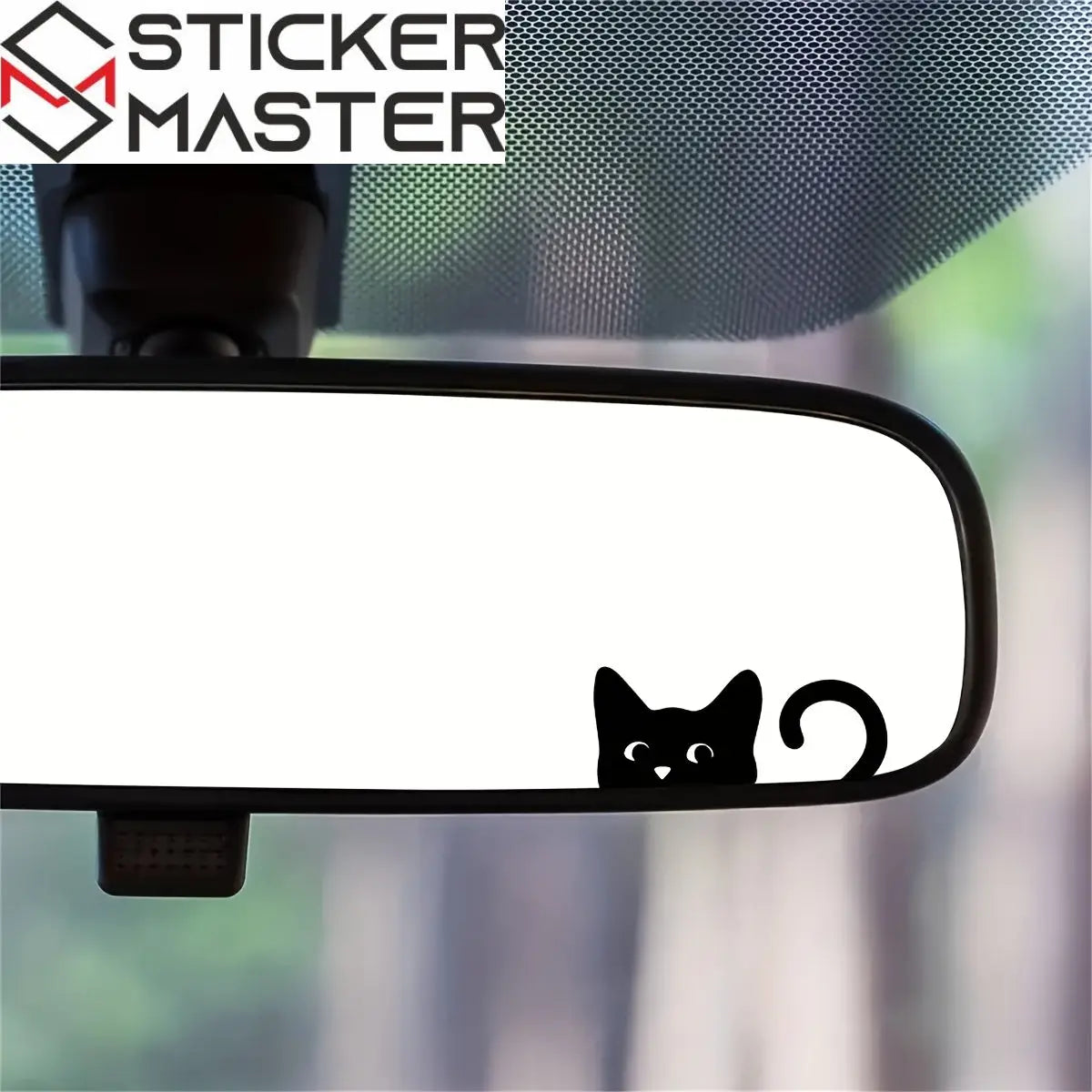 Kedi Sticker Seti | Dikizleyen Siyah Kedi Ayna ve Laptop Decal (5 Adet)