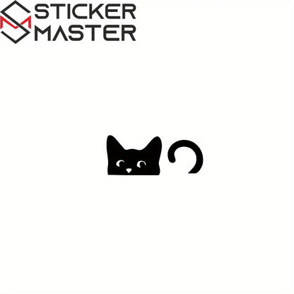 5pcs Adorable Cat Vinyl Decals - High Gloss, Self-Adhesive, Elegant Design for Car Rearview Mirrors, Makeup Mirrors & Computers Sticker Master