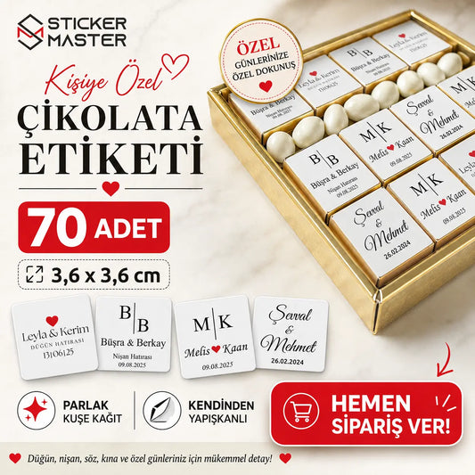 Kişiye Özel Çikolata Etiketi 70 Adet Ads