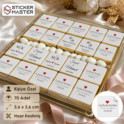 Kişiye Özel Çikolata Etiketi 70 Adet detay