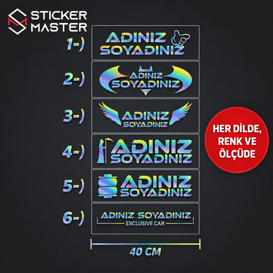 Kişiye Özel İsim Soyisim Sticker | Her Renk ve Ölçü | Sticker Master