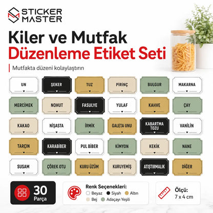 Kiler ve Mutfak Duzenleme Etiket Seti