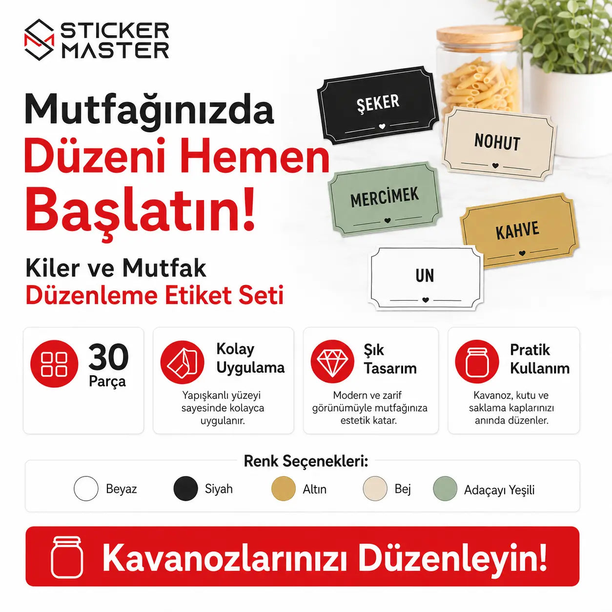 Kiler ve Mutfak Duzenleme Etiket Seti detay