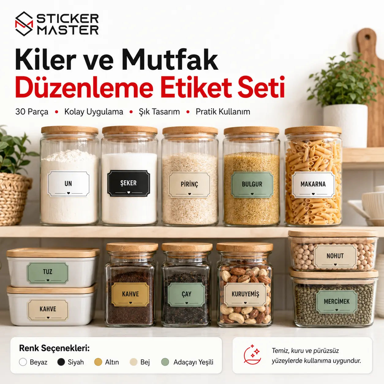 Kiler ve Mutfak Duzenleme Etiket Seti mockup