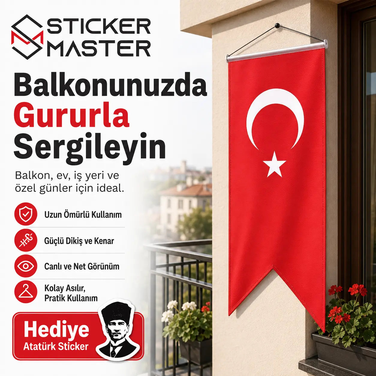 Kirlangic Turk Bayragi – Dayanikli Bez Bayrak -Hediye Ataturk Sticker