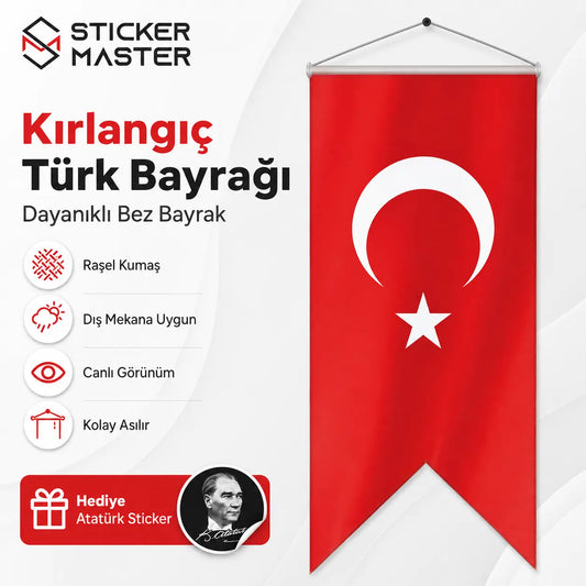 Kirlangic Turk Bayragi – Dayanikli Bez Bayrak -Hediye Ataturk Sticker detay