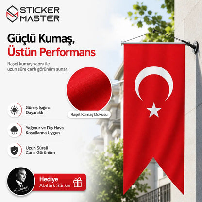 Kirlangic Turk Bayragi – Dayanikli Bez Bayrak -Hediye Ataturk Sticker malzeme