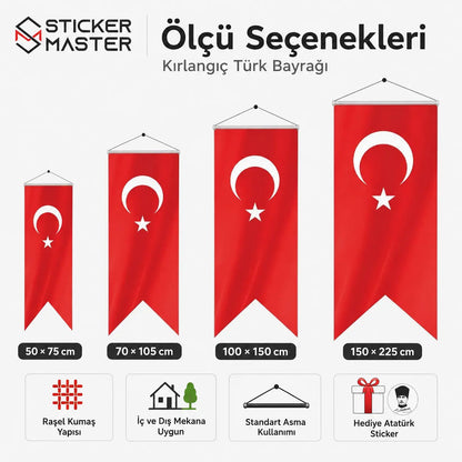 Kirlangic Turk Bayragi – Dayanikli Bez Bayrak -Hediye Ataturk Sticker olculer