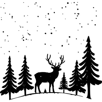 Kış Temalı Vitrin Stickerı Cam Geyik ve Ağaç Süsü İş Yeri | Sticker Master - Sticker Master