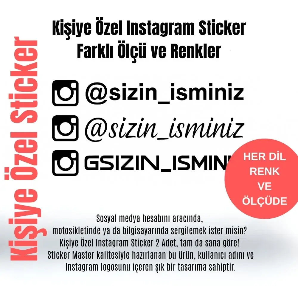 Kişiye Özel Instagram Sticker 2 Adet – Farklı Ölçü ve Renk | Sticker Master - Sticker Master