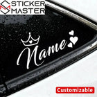 Kişiye Özel İsimli Sticker | Taçlı ve Kalpli Araç/Motor Çıkartması