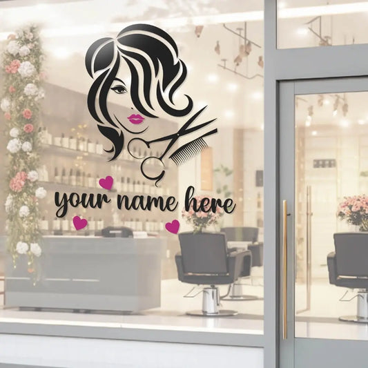 Kişiye Özel Kuaför Cam Sticker Salon Logosu | Sticker Master