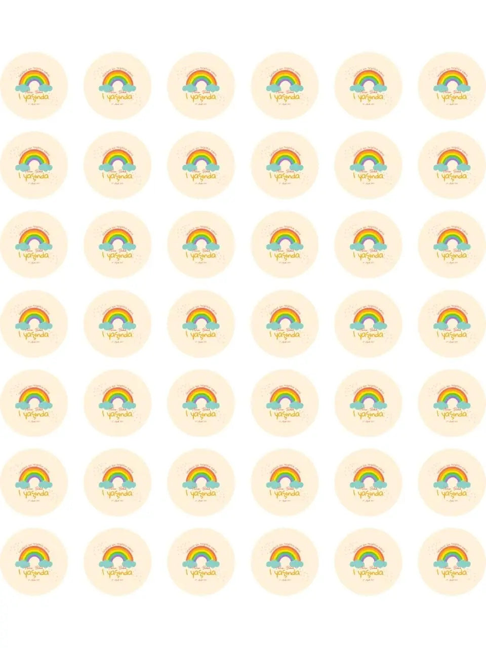 Sticker Master 1 Yaş Gökkuşağı Balon Sticker Etiket Duvar Süsü 3 X 3 Cm 50Lı