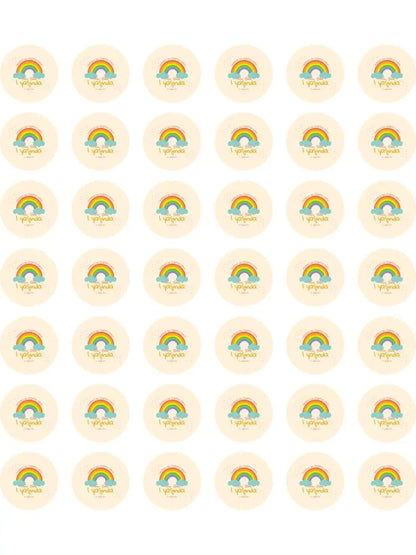 Sticker Master 1 Yaş Gökkuşağı Balon Sticker Etiket Duvar Süsü 3 X 3 Cm 50Lı