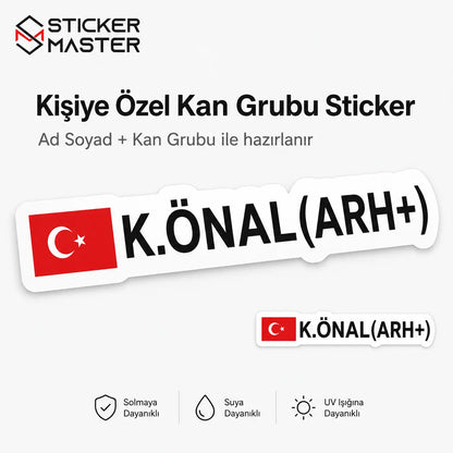 Kisiye Ozel Kan Grubu Sticker - 2 Adet ana gorsel