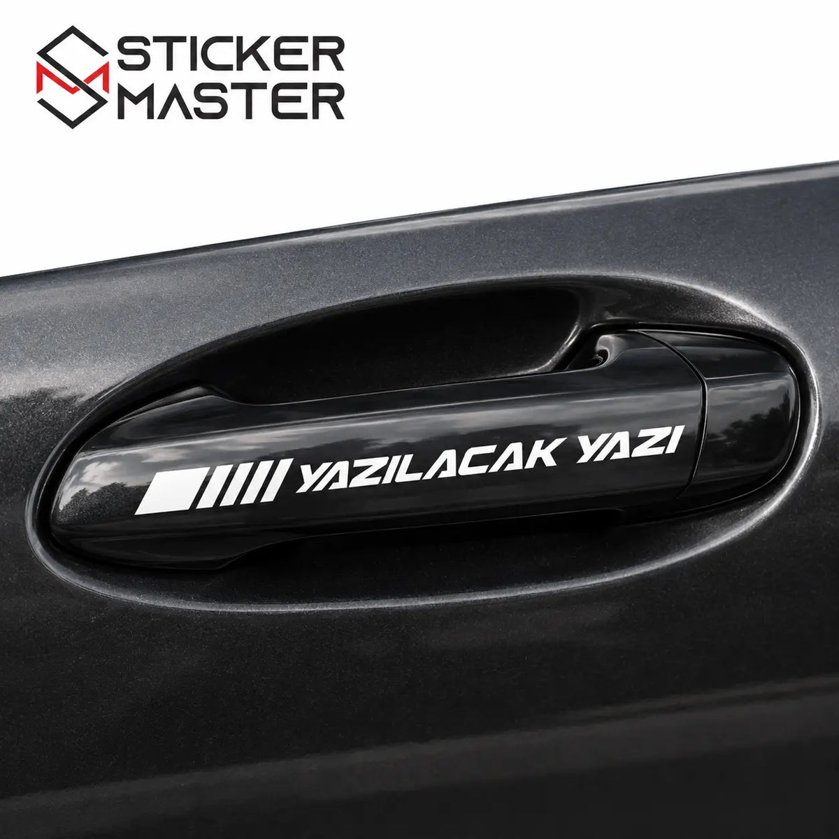 Kisiye Ozel Kapi Kolu Sticker – Isim ve Yazi | Tum Araclara Uyumlu renkler beyaz